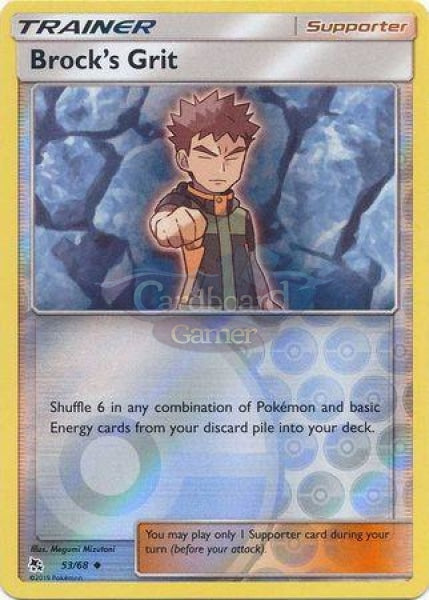 053/68 Brocks Grit Trainer Uncommon Reverse Holo Hidden Fates Single Card