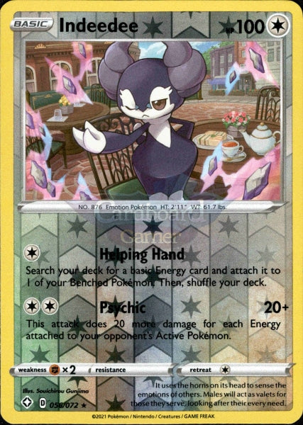 056/072 Indeedee Holo Rare Reverse Shining Fates Single Card