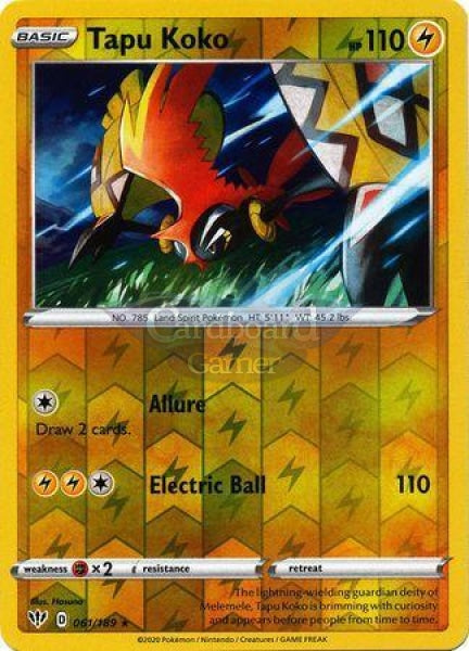 061/189 Tapu Koko Holo Rare Reverse Darkness Ablaze Single Card