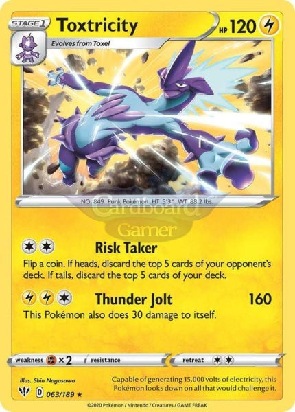 063/189 Toxtricity Holo Rare Darkness Ablaze Single Card