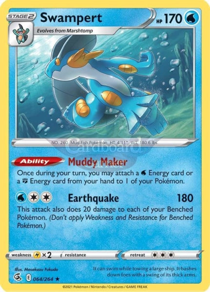 064/264 Swampert Holo Rare Fusion Strike Single Card