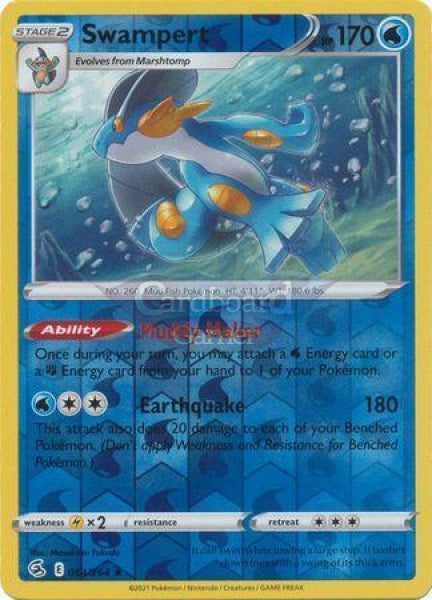 064/264 Swampert Rare Reverse Holo Fusion Strike Single Card