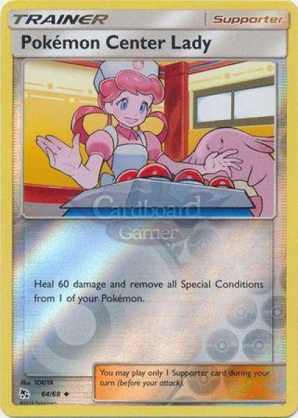 064/68 Pokémon Center Lady Trainer Uncommon Reverse Holo Hidden Fates Single Card