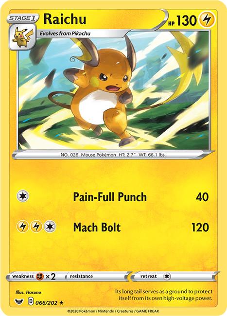 066/202 Raichu Rare Sword & Shield