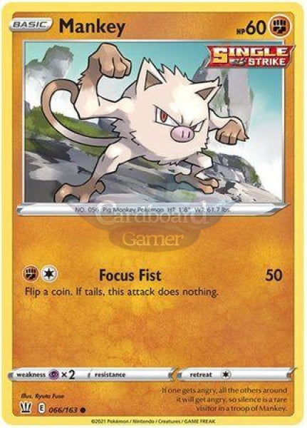 066/163 Mankey Common Battle Styles Single Card