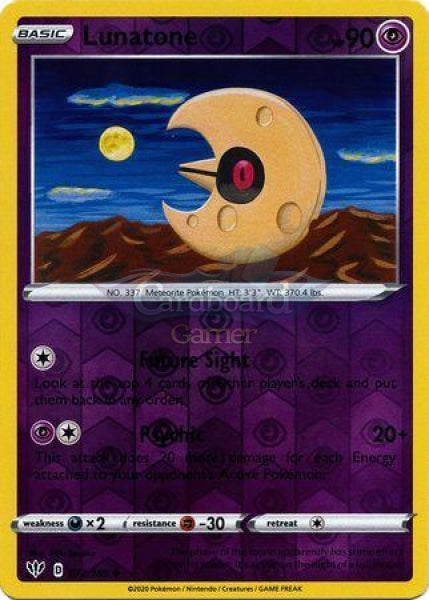 072/189 Lunatone Uncommon Reverse Holo Darkness Ablaze Single Card