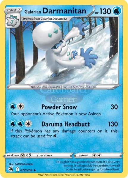 072/264 Galarian Darmanitan Uncommon Fusion Strike Single Card