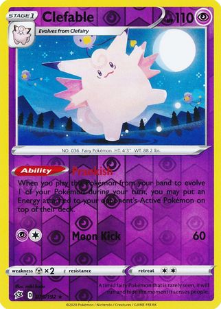 075/192 Clefable Rare Reverse Holo Rebel Clash