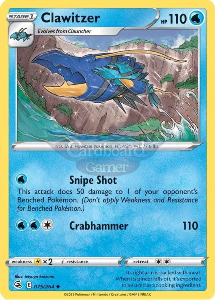 075/264 Clawitzer Uncommon Fusion Strike Single Card