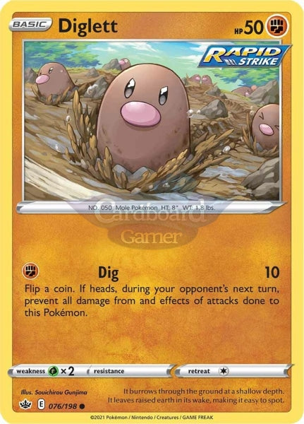 076/198 Diglett Common Chilling Reign Single Card