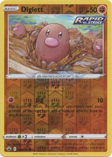 076/198 Diglett Common Reverse Holo Chilling Reign Single Card