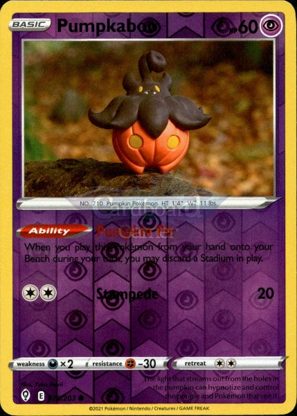 076/203 Pumpkaboo Reverse Holo Evolving Skies Single Card