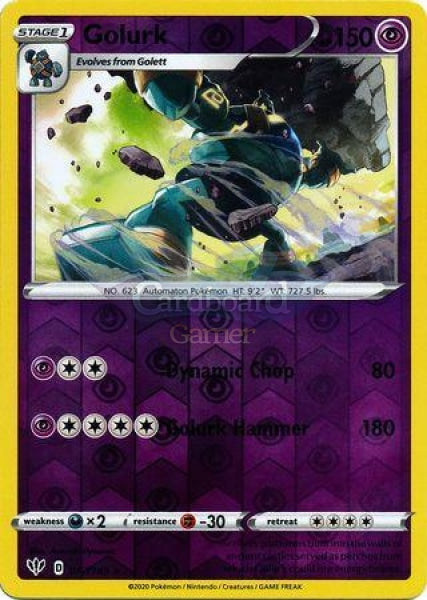 077/189 Golurk Rare Reverse Holo Darkness Ablaze Single Card