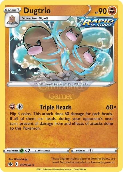 077/198 Dugtrio Rare Chilling Reign Single Card