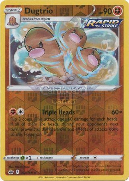 077/198 Dugtrio Rare Reverse Holo Chilling Reign Single Card