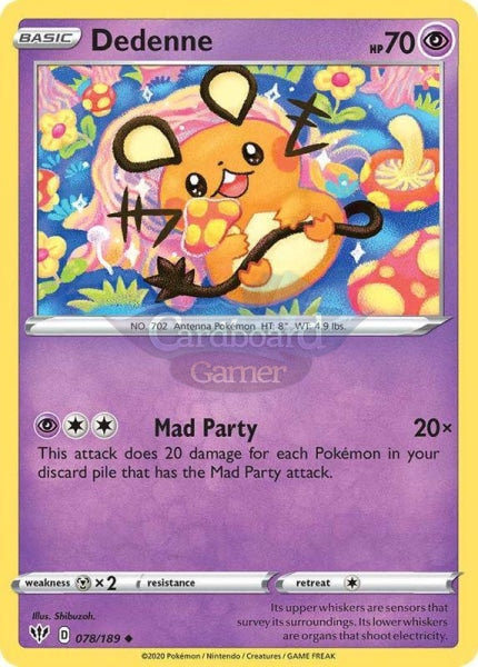 078/189 Dedenne Uncommon Darkness Ablaze Single Card