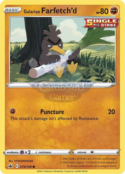 078/198 Galarian Farfetchd Common Chilling Reign Single Card