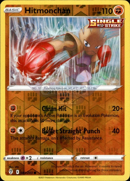 081/203 Hitmonchan Reverse Holo Evolving Skies Single Card