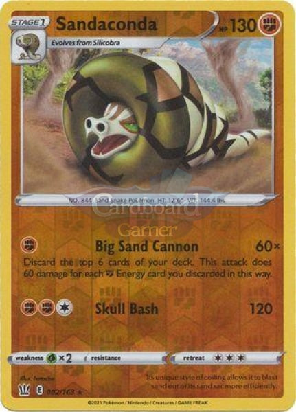 082/163 Sandaconda Holo Reverse Rare Battle Styles Single Card