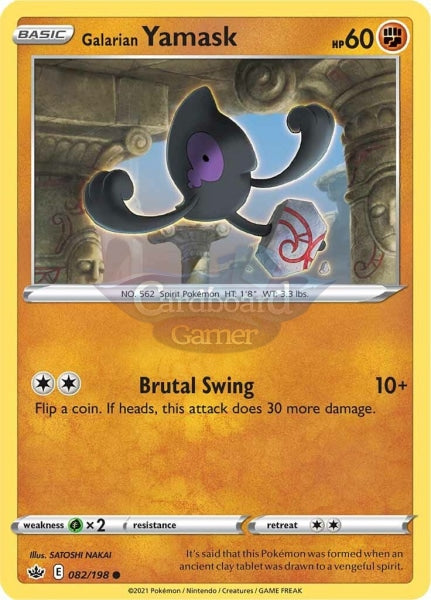 082/198 Galarian Yamask Common Chilling Reign Single Card