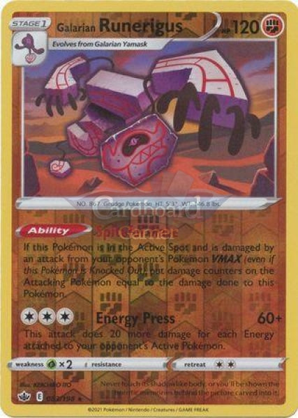 083/198 Galarian Runerigus Rare Reverse Holo Chilling Reign Single Card