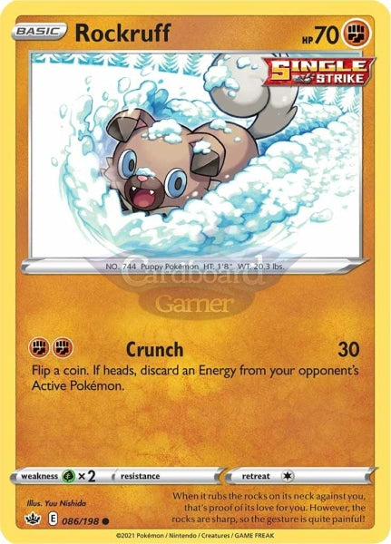 086/198 Rockruff Common Chilling Reign Single Card