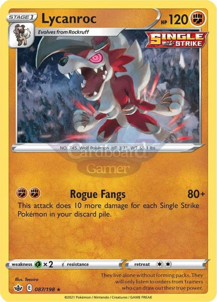 087/198 Lycanroc Holo Rare Chilling Reign Single Card