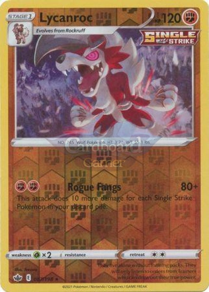 087/198 Lycanroc Rare Reverse Holo Chilling Reign Single Card