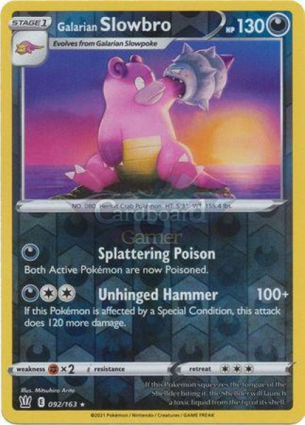 092/163 Galarian Slowbro Reverse Holo Rare Battle Styles Single Card