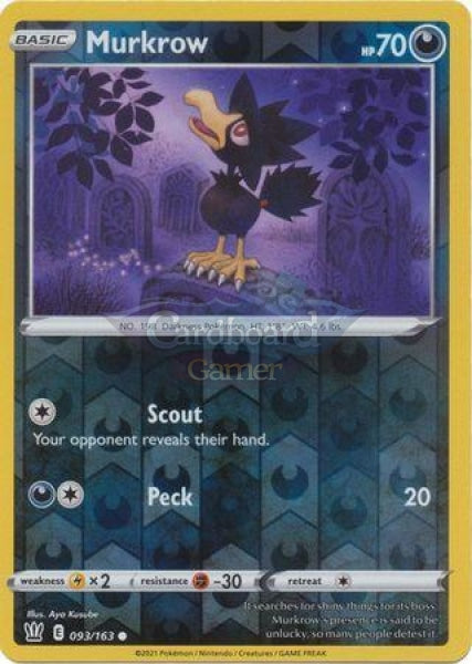 093/163 Murkrow Reverse Holo Common Battle Styles Single Card