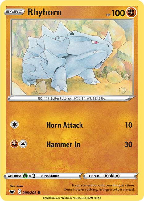 096/202 Rhyhorn Common Sword & Shield