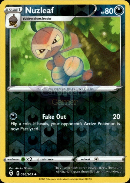 096/203 Nuzleaf Reverse Holo Evolving Skies Single Card