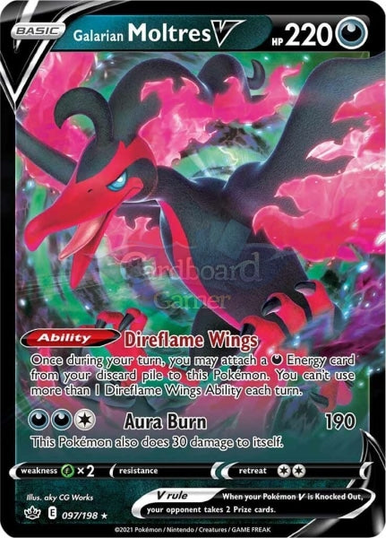 097/198 Galrian Moltres V Ultra Rare Chilling Reign Single Card