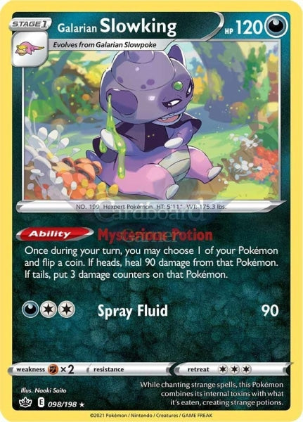 098/198 Galarian Slowking Holo Rare Chilling Reign Single Card