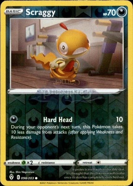 098/203 Scraggy Reverse Holo Evolving Skies Single Card