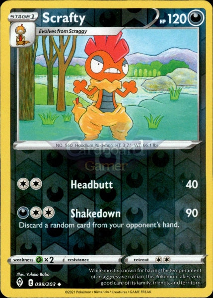 099/203 Scrafty Reverse Holo Evolving Skies Single Card