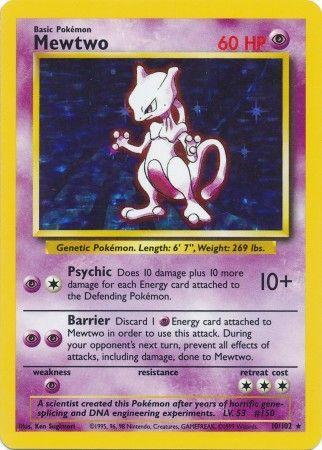 10/102 Mewtwo Holo Rare Base Set Unlimited