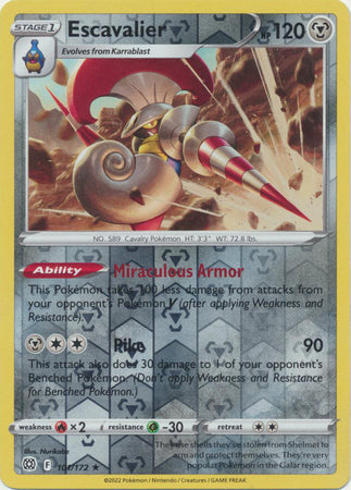 101/172 Escavalier Rare Reverse Holo Brilliant Stars Pokemon TCG