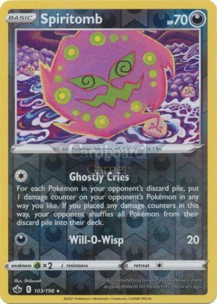 103/198 Spiritomb Rare Reverse Holo Chilling Reign Single Card