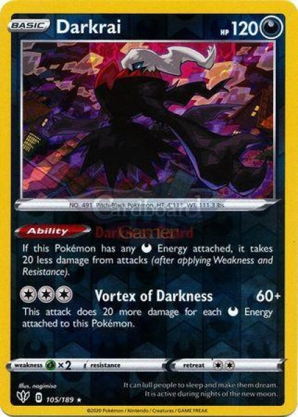 105/189 Darkrai Holo Rare Reverse Darkness Ablaze Single Card