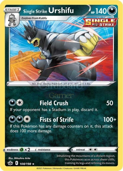 108/198 Single Strike Urshifu Holo Rare Chilling Reign Card