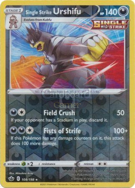 108/198 Single Strike Urshifu Rare Reverse Holo Chilling Reign Card