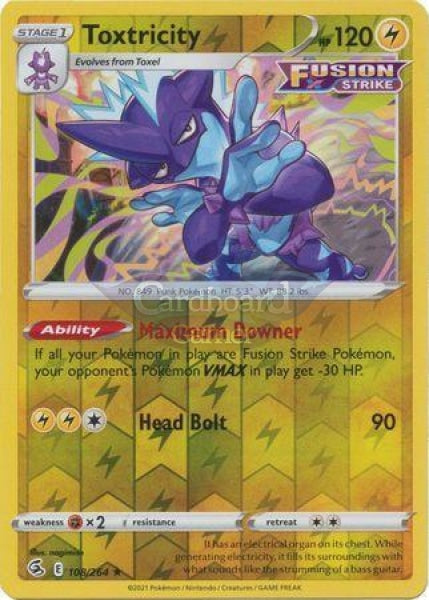 108/264 Toxtricity Rare Reverse Holo Fusion Strike Single Card