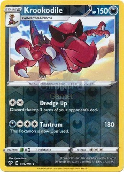 109/185 Krookodile Rare Reverse Holo Vivid Voltage Single Card