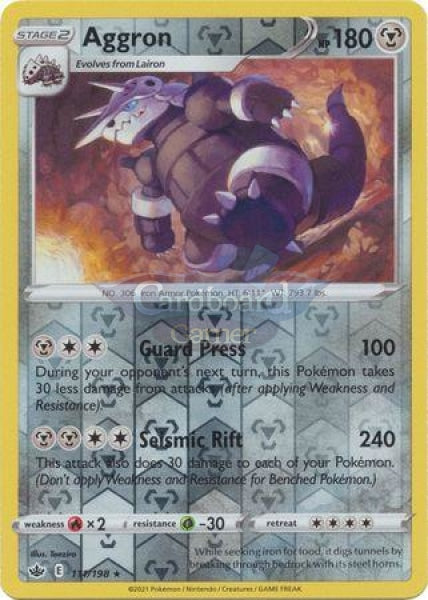 111/198 Aggron Rare Reverse Holo Chilling Reign Single Card