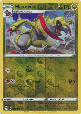 112/172 Haxorus Rare Reverse Holo Brilliant Stars Pokemon TCG