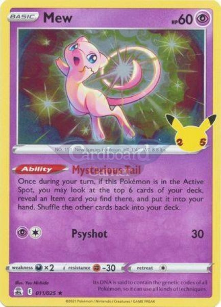 11/25 Mew Holo Rare Celebrations Single Card