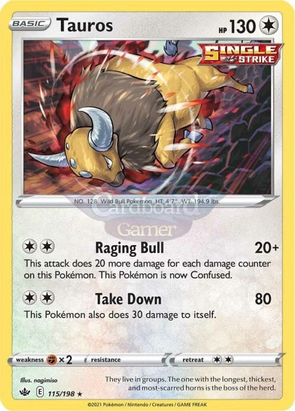 115/198 Tauros Holo Rare Chilling Reign Single Card