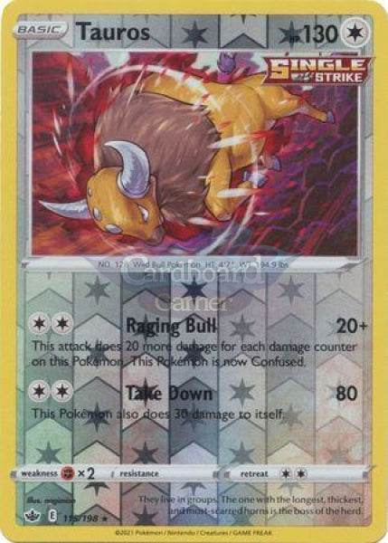 115/198 Tauros Rare Reverse Holo Chilling Reign Single Card