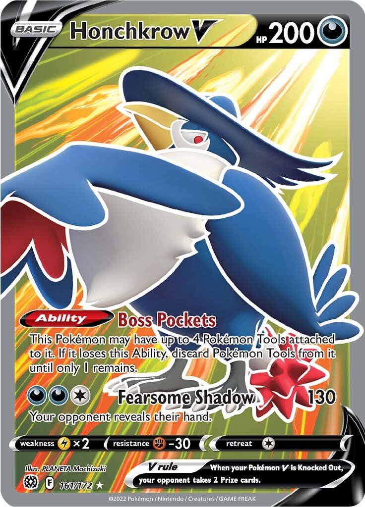 161/172 Honchkrow V Full Art Ultra Rare Brilliant Stars Pokemon TCG